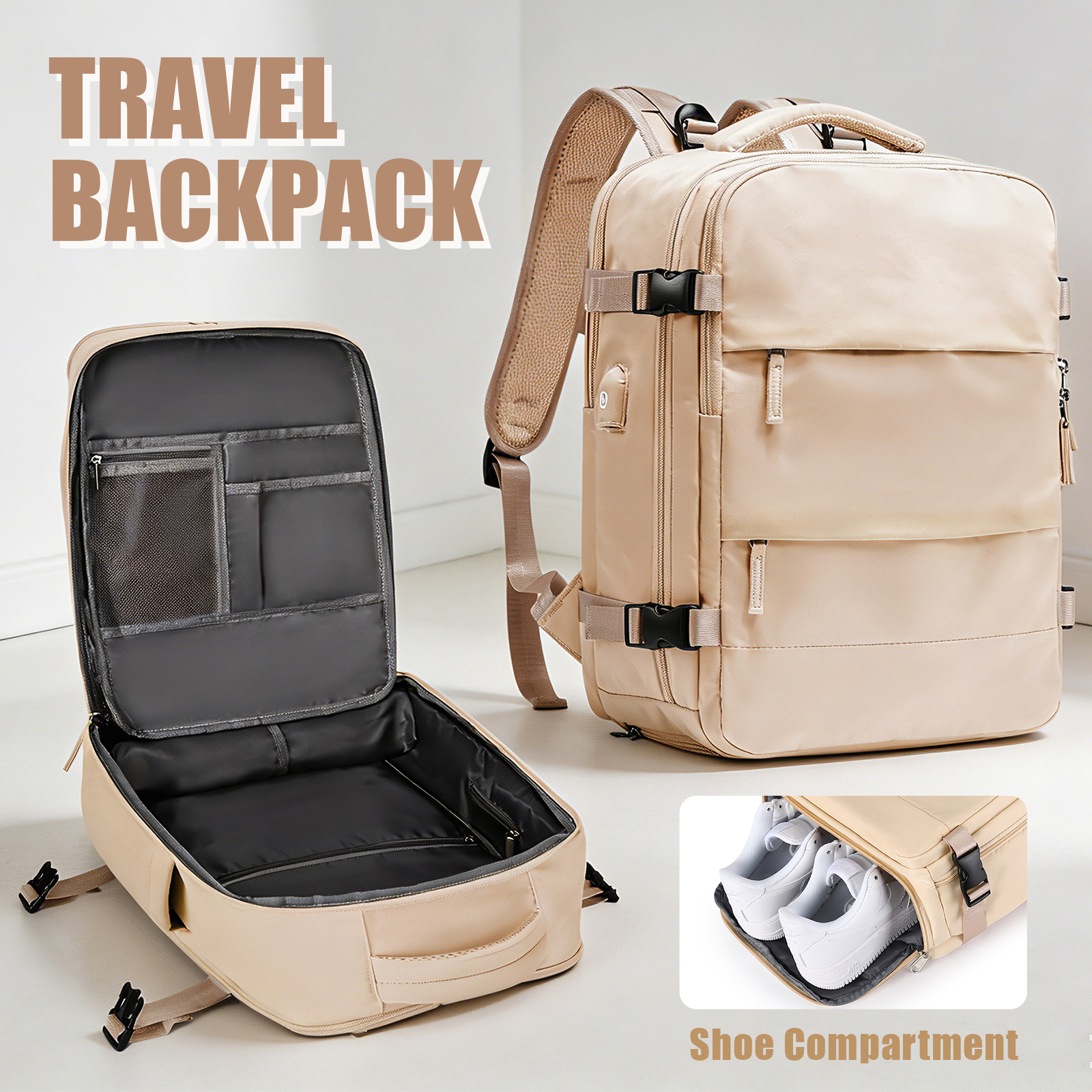 Men Shoes On - Large Travel Backpack for Men Women,