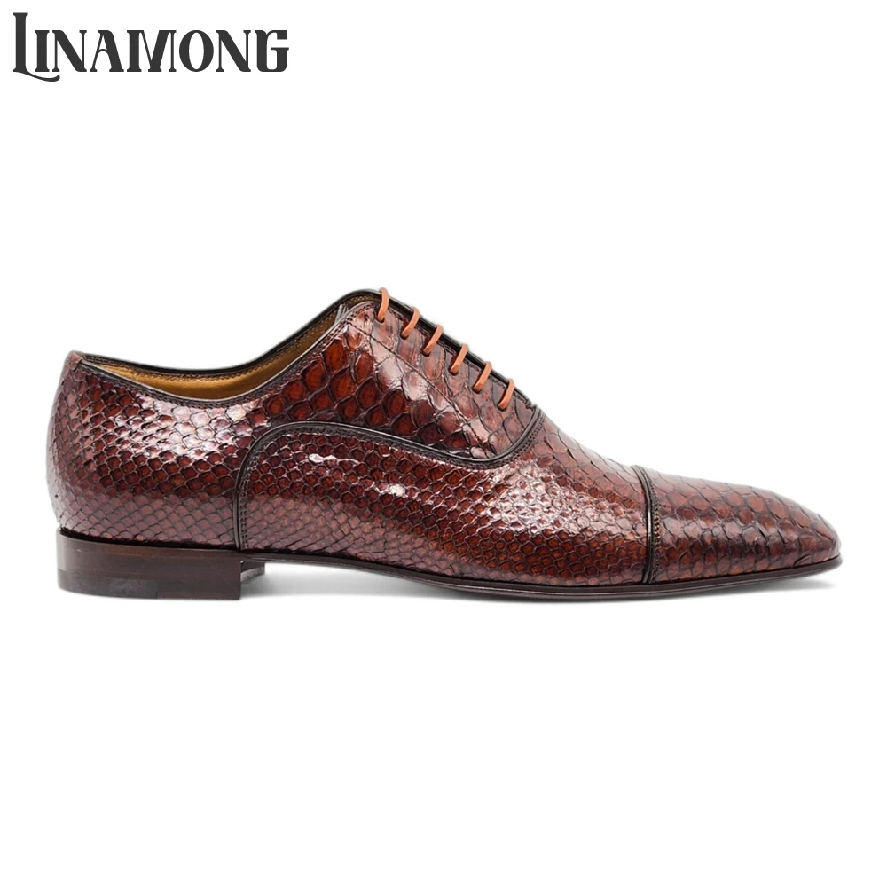 Brown Faux Python Leather Oxfo - Men'S Shoes Limited Edition 리뷰 및 가격