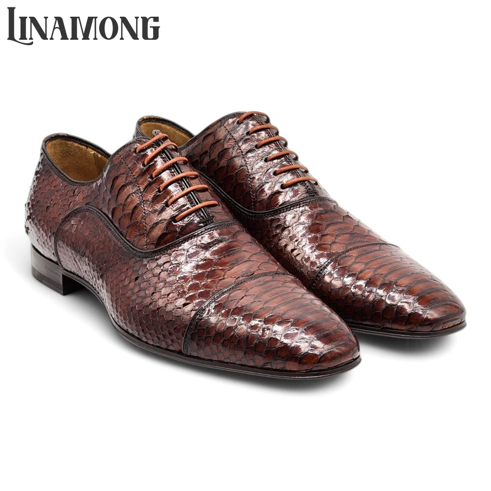 Brown Faux Python Leather Oxfo - Men'S Shoes Limited Edition 리뷰 및 가격