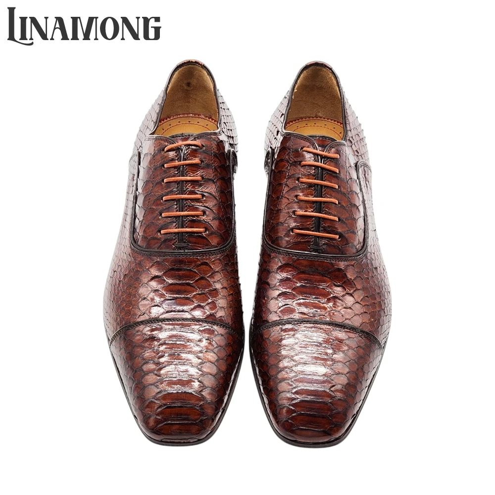 Brown Faux Python Leather Oxfo - Men'S Shoes Limited Edition 리뷰 및 가격