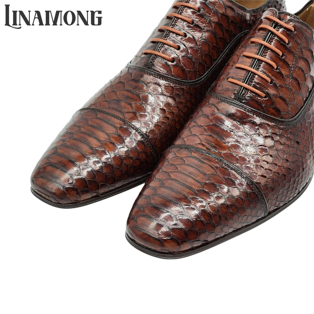Brown Faux Python Leather Oxfo - Men'S Shoes Limited Edition 리뷰 및 가격