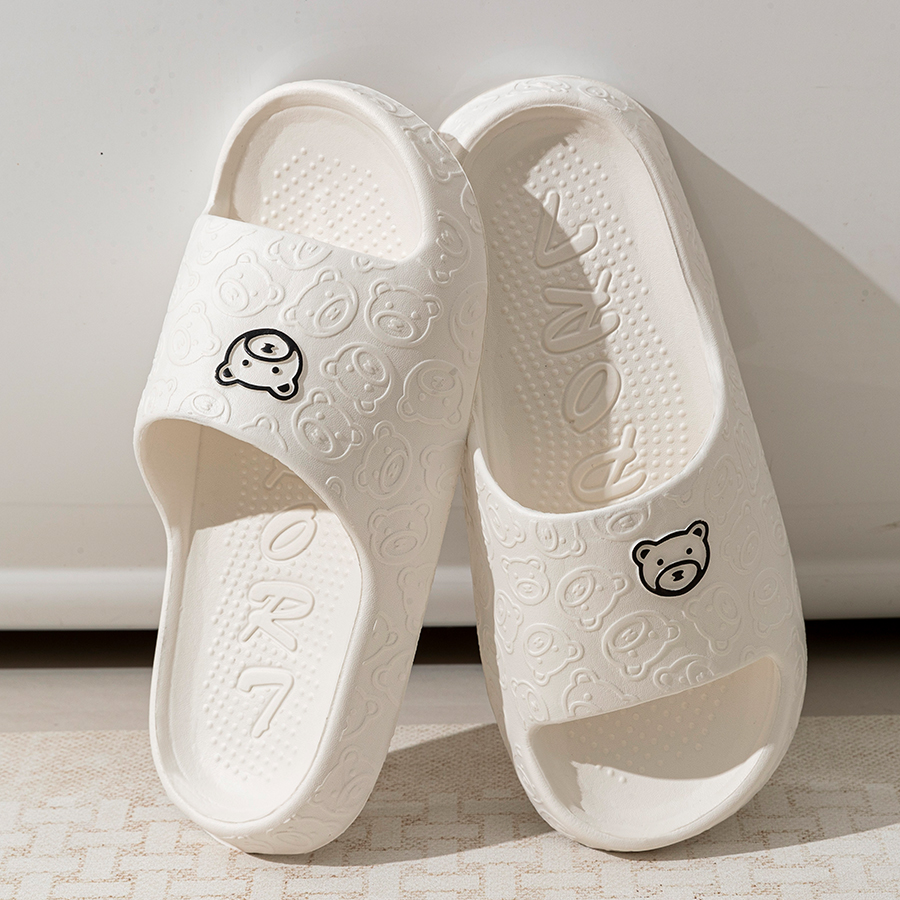 Printting Cute Bear Women Slip - Men Shoes On 리뷰 및 가격