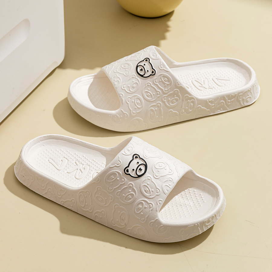 Printting Cute Bear Women Slip - Men Shoes On 리뷰 및 가격